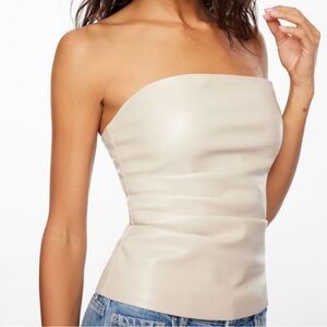 Faux Leather Strapless Top (Size:M)